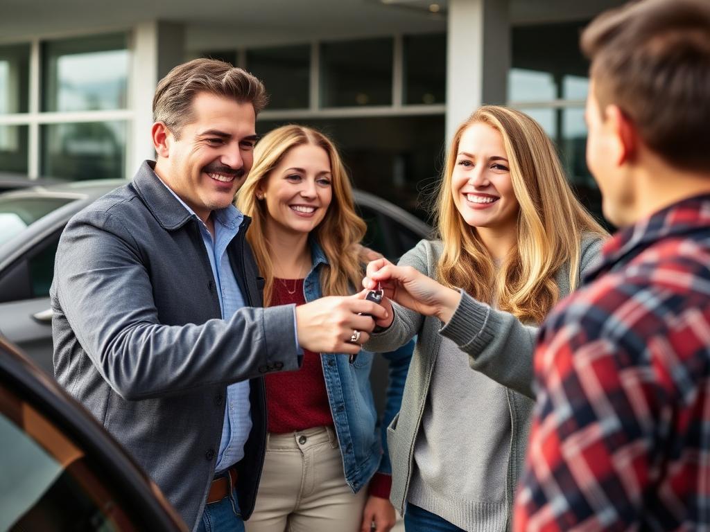 Customers collecting the keys to their car at Park Avenue Motors