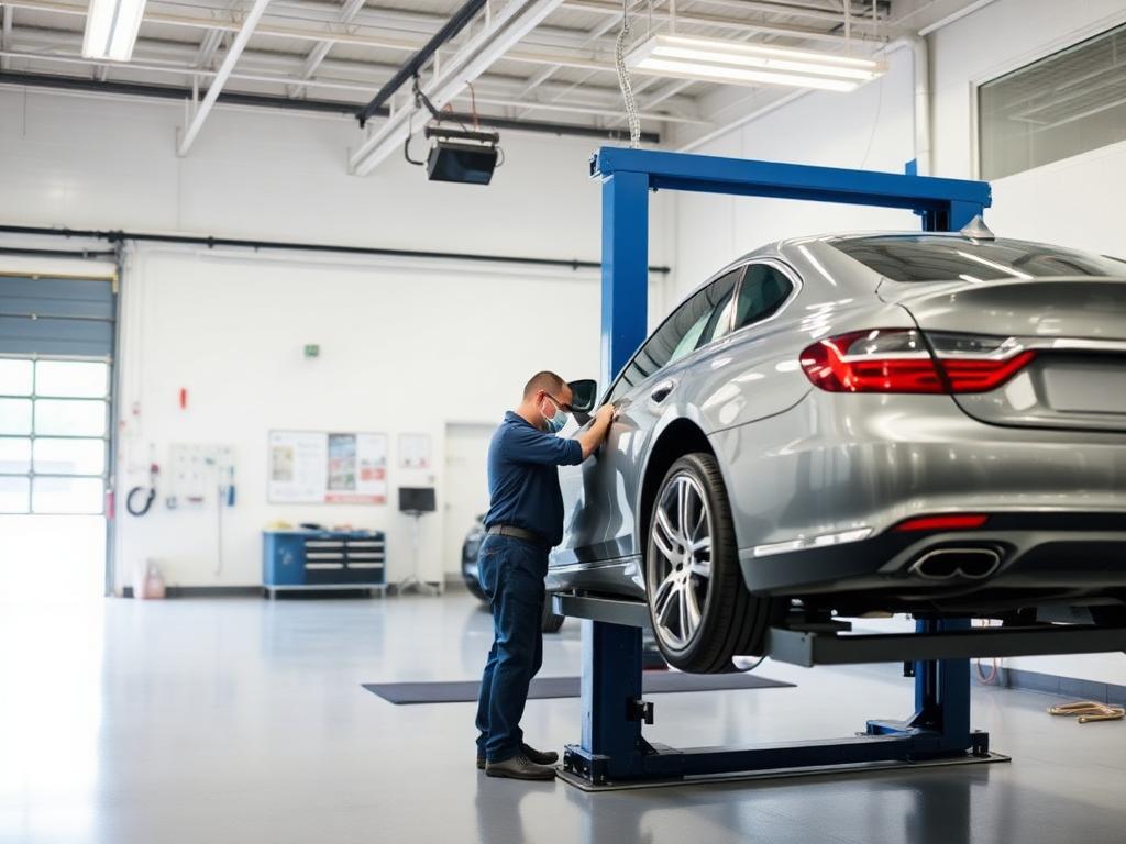 ASE-certified technician inspecting a vehicle on a lift at Park Avenue Motors